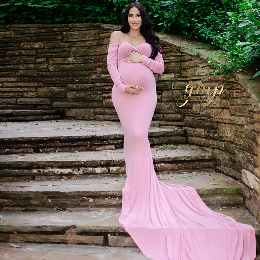 Maternity gown Cotton Maternity Dress maternity photography props Fancy shooting photo baby shower pregnant dress