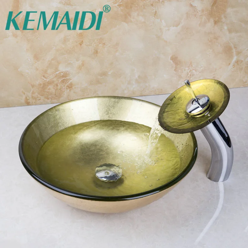 KEMAIDI الحمام الفاخرة الزجاج سفينة الغرور بالوعة صنبور مجموعة مع أداة تصريف منبثقة حوض للحمام خلاط مجموعة KEMAIDI الحمام الفاخرة الزجاج سفينة الغرور بالوعة صنبور مجموعة مع أداة تصريف منبثقة حوض للحمام خلاط مجموعة