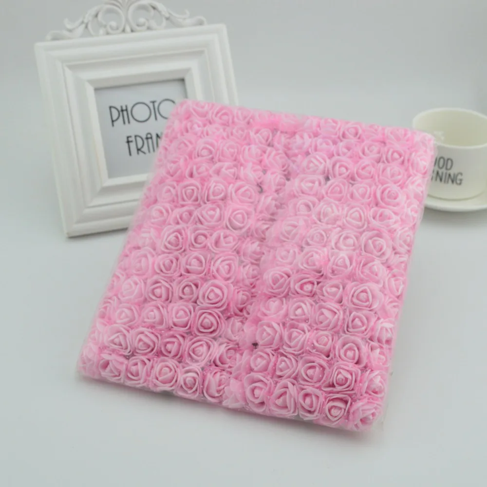 144pcs Artificial MINI Foam Roses Flowers for Home Wedding Decor Christmas Needlework Bride Wreath Gift Box Fake Plants Bouquet 