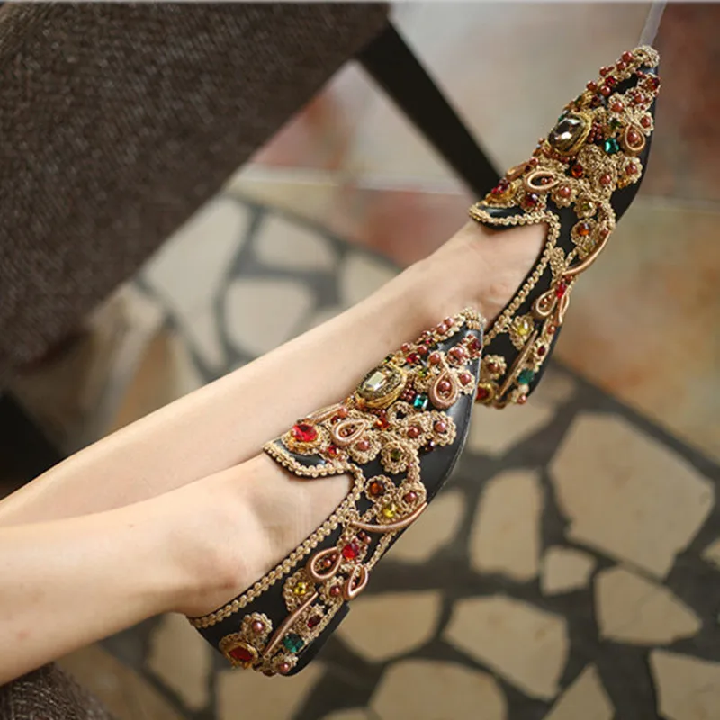 As Cuero Superficial Zapatos Punta as Otoño Casual Nuevo Marea Diseñador Pisos Primavera Lazy Estrecha Mocasines Retro Pics 2018 Flats Mujer Pics wqvxxXTt