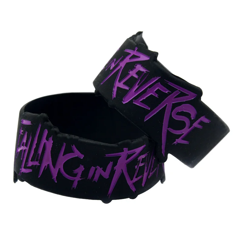 

1PC Black Color Special Shaped Falling In Reverse Silicone Bracelet