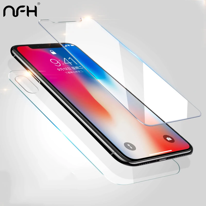

2pcs/lot front+back 2.5D Tempered Glass For iPhone 11 Pro X XS MAX XR Screen Protector Film Glass Case On For iPhone 7 8 6 S Plus X 11 5 5S SE