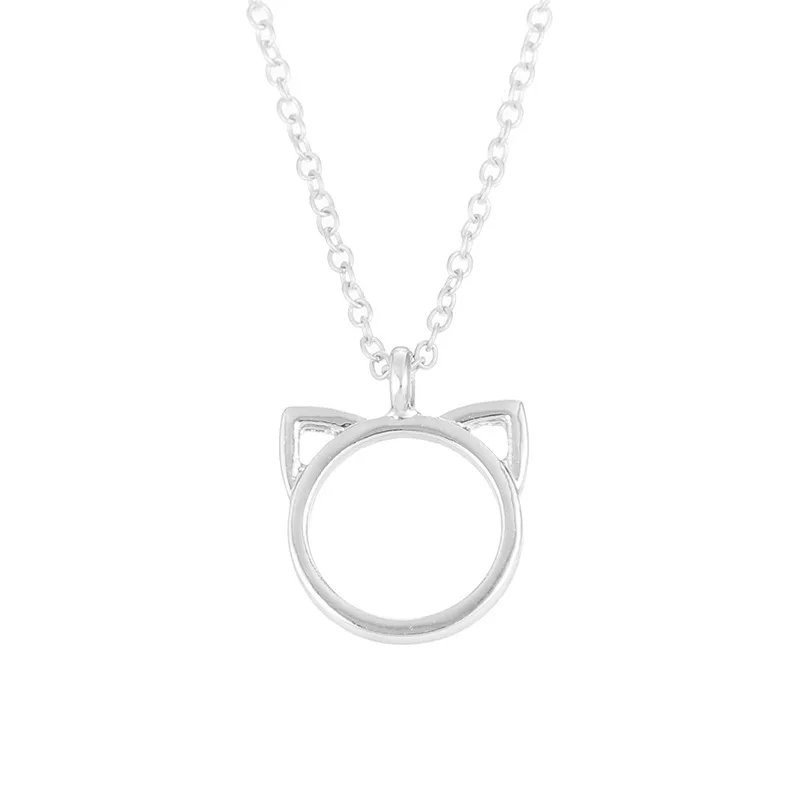 Модное ювелирное изделие с кошачьими ушками, сплав, короткое ожерелье с подвеской для женщин, подарок - Окраска металла: SILVER NO CARD