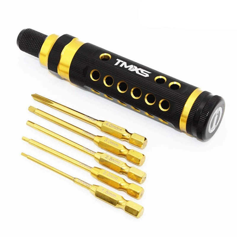 

Free shipping TMXS double color anode model tool screwdriver combination of six corner cross 6.35MM inner core handle set tool