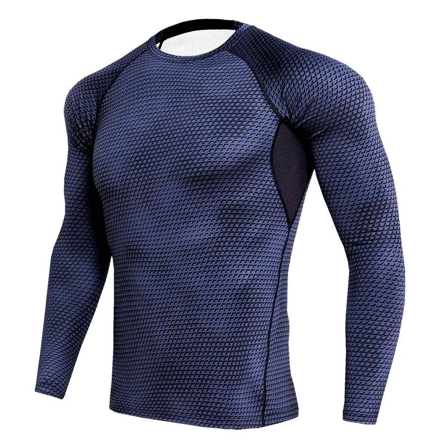 3XL синяя спортивная рубашка мужская компрессионная Рашгард футбольные майки Runing