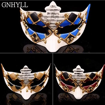 

GNHYLL Retro Handmade Resin Glitter Notes Phantom Opera Italian Venetian Masquerade Halloween Dance Party Mask