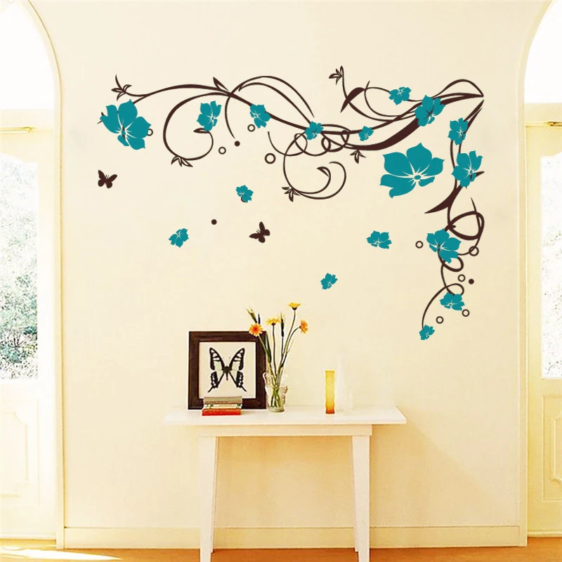 Preise J3 Große Schmetterling Reben Blume Vinyl Abnehmbare Wand Aufkleber Baum Wand Kunst Aufkleber Wandbild für wohnzimmer Schlafzimmer Wohnkultur