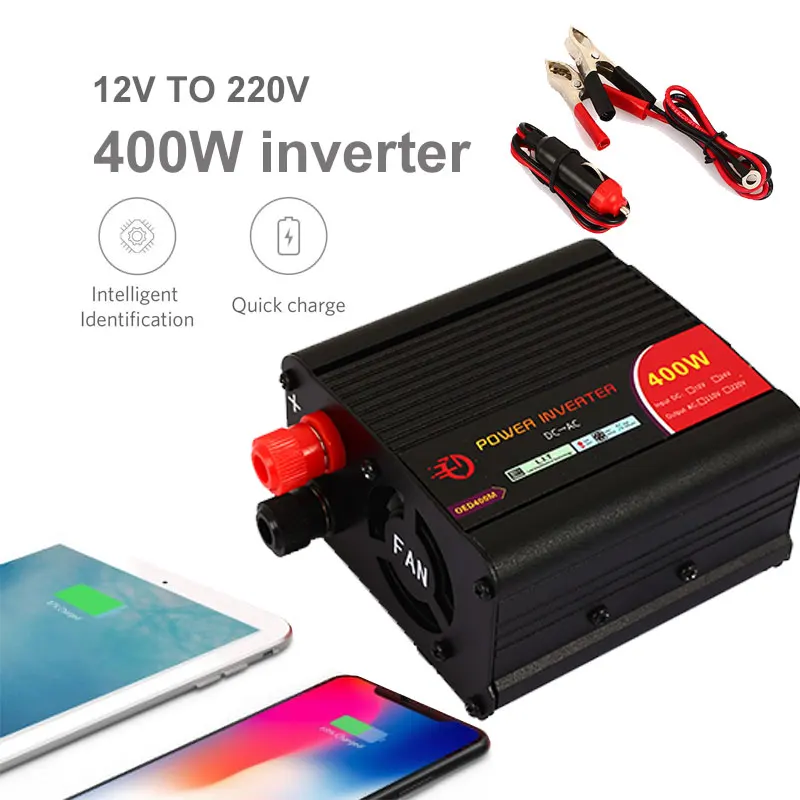 

Vehemo 12V To 220V Car Inverter Small Printer Power Inverter Durable Automobile Refrigerator Vehicle for Automotive Electronics
