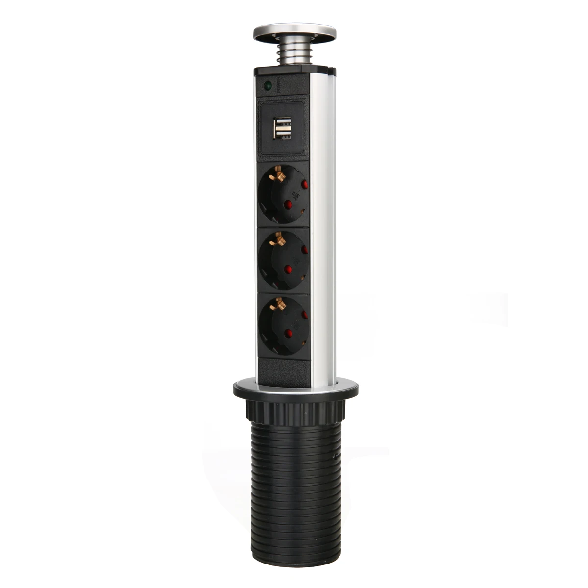 Electrical PULL POP UP 3 Plug Socket 2 USB Outlet Kitchen Table Socket Retractable for Countertops Worktop EU 250V 16A