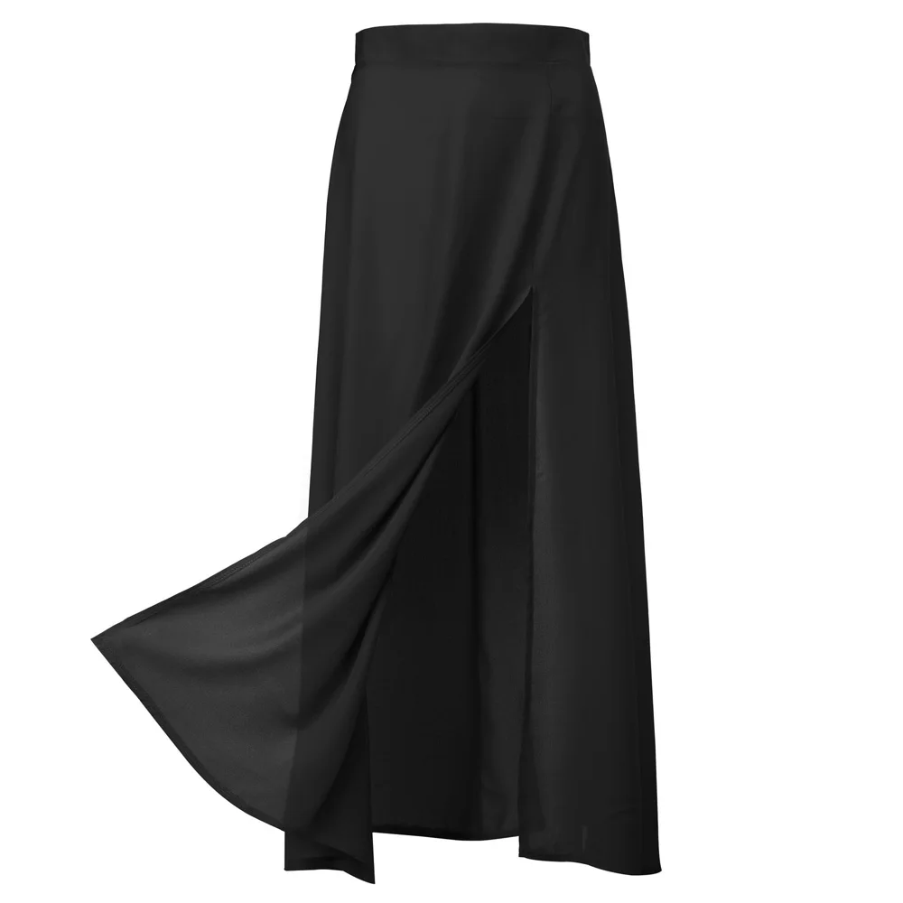 

Womens Plain Side Split Long Skirt Summer Beach Casual Solid Long Maxi Skirt