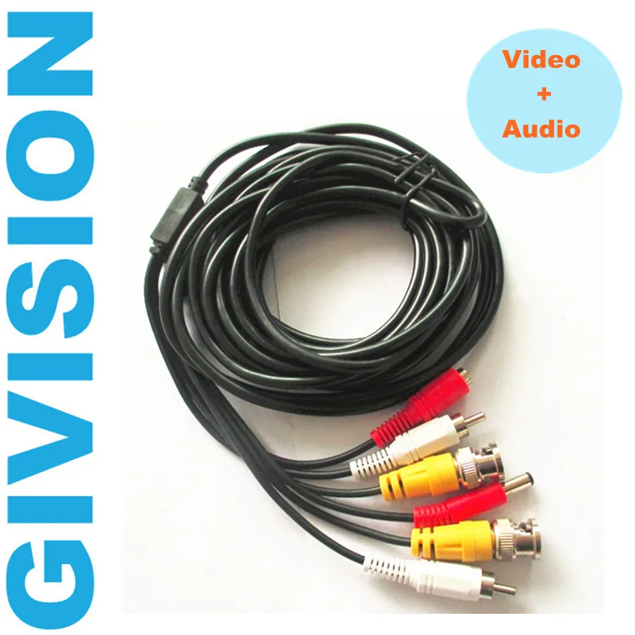 CCTV security Camera Video Audio Cable 12V DC Power BNC RCA for