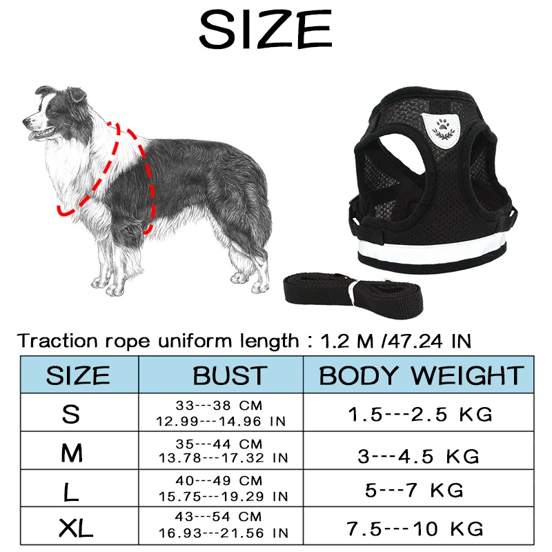 Светоотражающий Поводок для собак набор для маленьких средних собака Кот Щенок Мягкий Нейлоновый жилет для домашних животных Чихуахуа Мопс для прогулок нагрудный ремень
