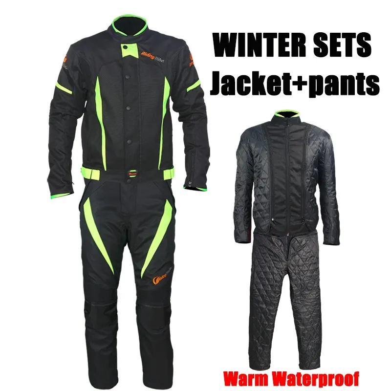 5XL Размер штекера мужские и женские отражающие гоночные зимние Мотоциклетные Куртки и штаны брюки мото водонепроницаемые куртки костюмы