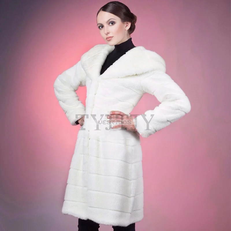 Зимнее женское пальто, пальто из искусственного меха, зимнее новое пальто из искусственного кроличьего меха с капюшоном, корейский свитер с капюшоном, пальто из искусственного меха