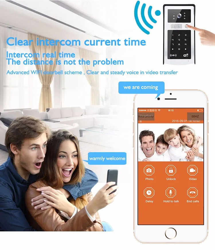 WI-FI видео-телефон двери с Android ISO App/RFID и код клавиатуры дверной звонок поддержка Электрический Автоматическая блокировка средство открытия