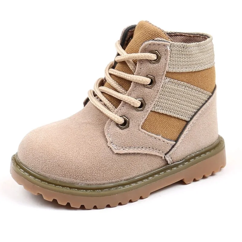 

COZULMA Kids Desert Boots with Fur Girls Boys Martin Boots Plush Winter Autumn Kids Mid-Calf Tactical Boot Child Outdoor Shoes
