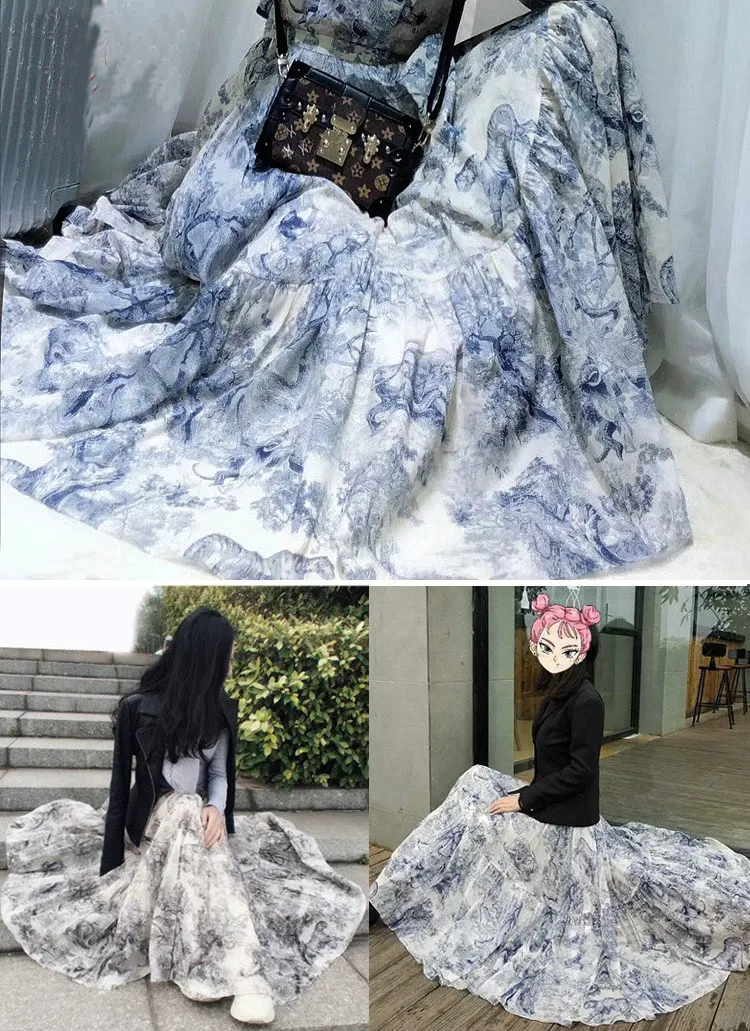 145 см Ширина Тигр Змея животное цифровая печать полиэстер хлопок Пряжа Ткань для женщин юбки платья DIY-AF993