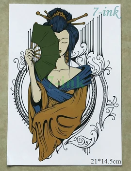 

Waterproof Temporary Body Tattoo Sticker Japan Geisha tattoo Water Transfer fake tattoo flash tattoos large size for man women