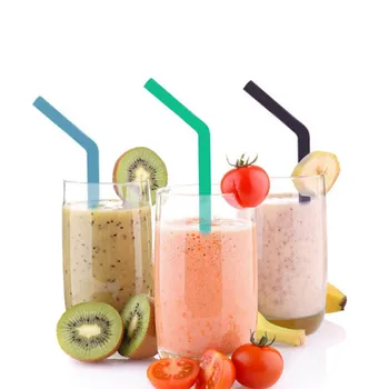 

12Pcs Reusable Silicone Drinking Straws Flexible Curved Straw with 3Pcs Cleaning Brushes DC120