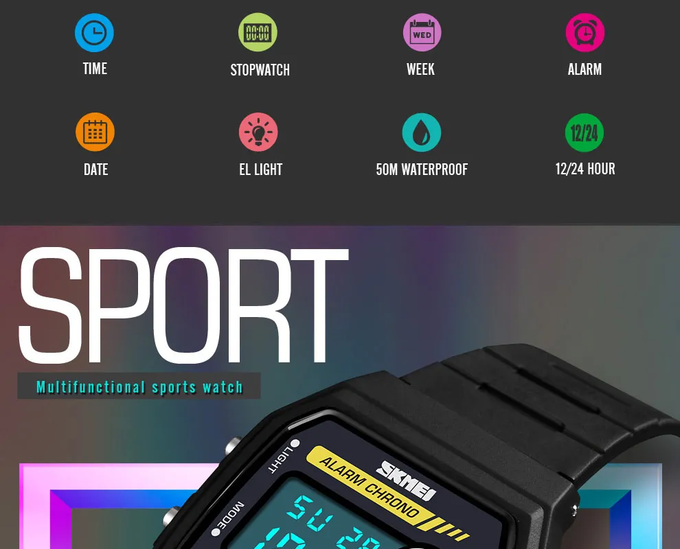 SKMEI 1413 Women Sport Watch Lover Couple Wristwatch Stopwatch Alarm Digital Watch Waterproof PU Strap Watch