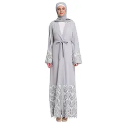 Модное платье Дубая арабский ислам женские мусульманские платья цветочный длинное платье с принтом халат открытый кардиган «абайя»