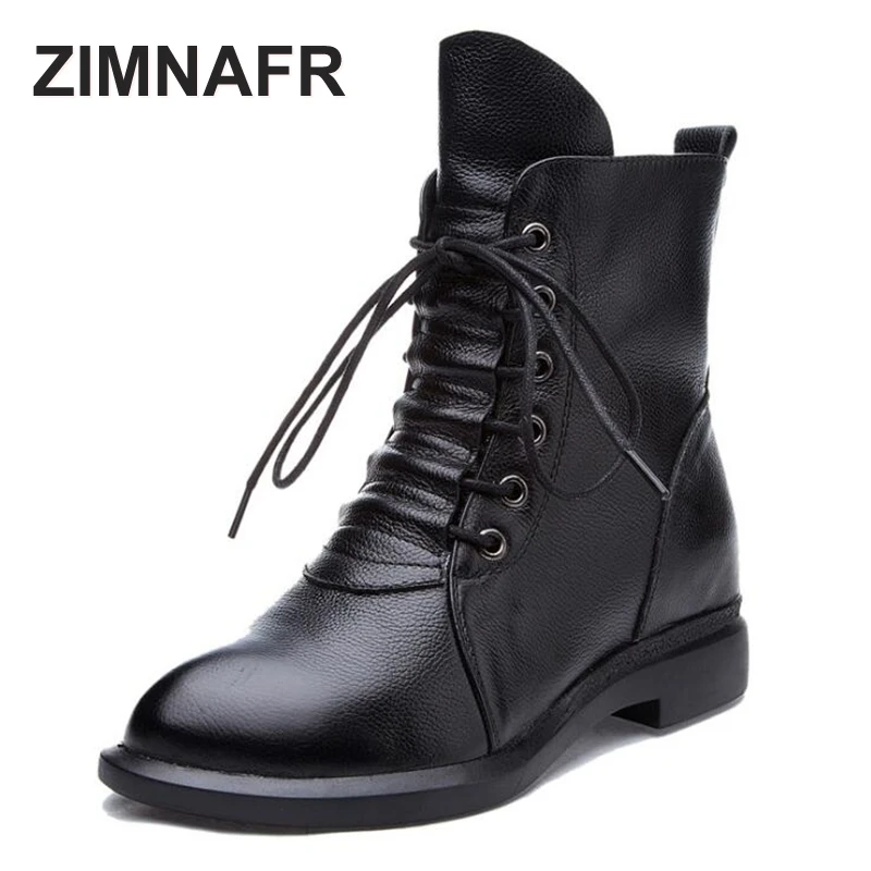 

ZIMNAFR BRAND 2017 GENUINE LEATHER MARTIN BOOTS WOMEN WINTER BOOTS WATERPROOF ANTISIKD LACE-UP WOMEN AUTUMN BOOTS FASHION BOOTS
