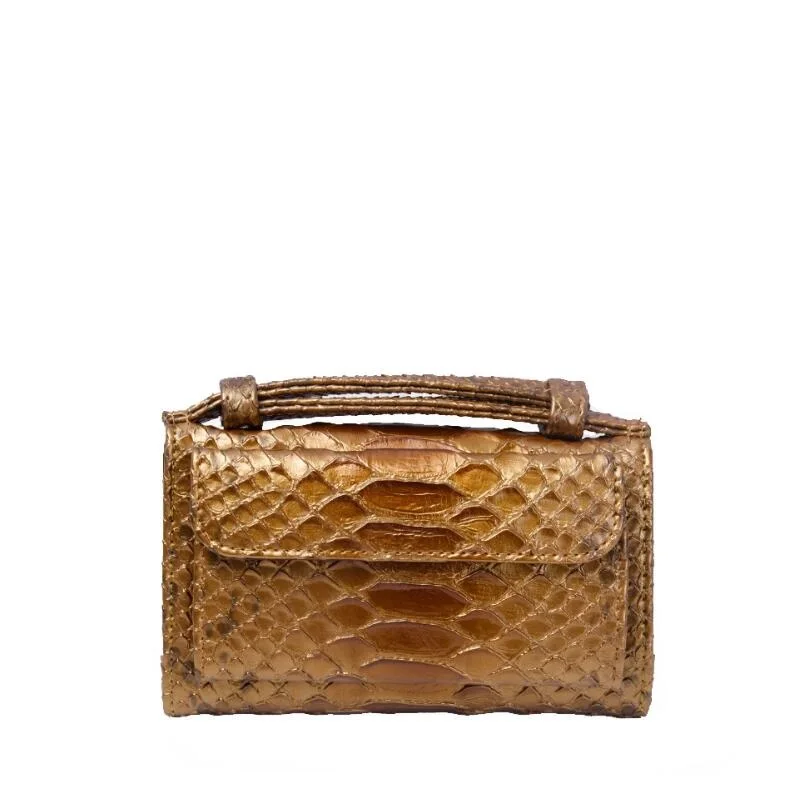 New Style Luxury Handbags For Women Genuine Leather Day Small Clutch One Chain Shoulder Cross-body Bags Crocodile Pattern Purse - Color: Egg gold