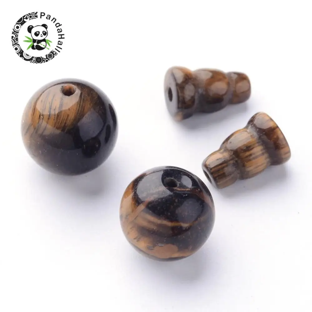 Natural Tiger Eye 3 Hole Guru Buddhist Beads Buddha Jewelry Findings Grade AB DarkGoldenrod Round: 10mm Cap: 8x6mm hole: 1 | Украшения и