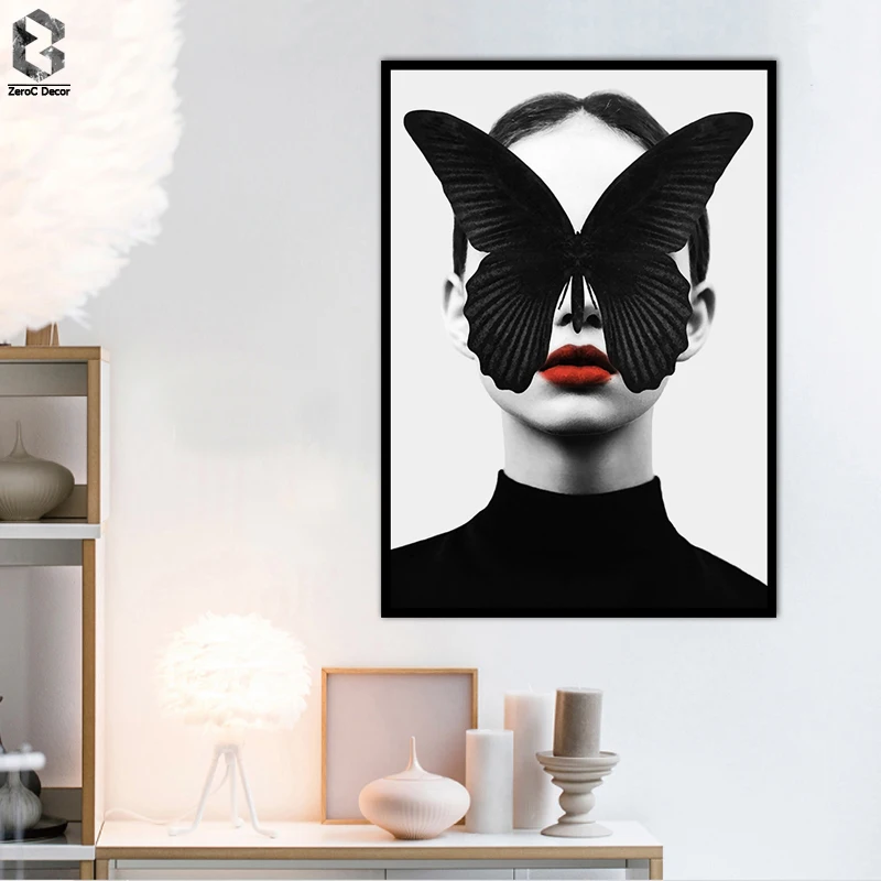 

Nordic Decoration Butterfly Posters And Prints Girl Canvas Painting Wall Art Canvas Prints Poster Wall Pictures for Living Room