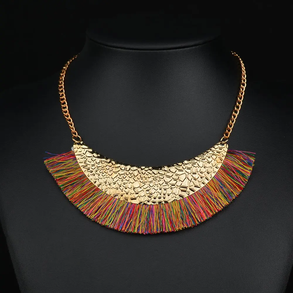 

Terreau Kathy Tassel Necklace For Women Big Ethnic Bohemia Long Choker Statement Necklace Boho Vintage Punk Fashion Jewelry