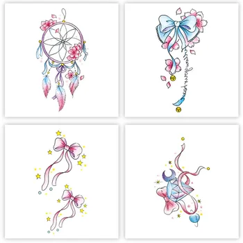 

fenning 4pcs Korea Simulation Fresh Cute Flowers Temporary Tattoo Women Waterproof Sticker Tattoo Clavicle tie Temporary Tattoo