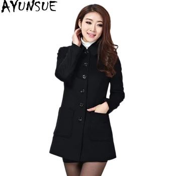 

AYUNSUE Abrigos Mujer Black Wool Coat Pockets New Arrival 2020 Oversize Coats Female Plus Size Outwear Casaco Feminino KJ190