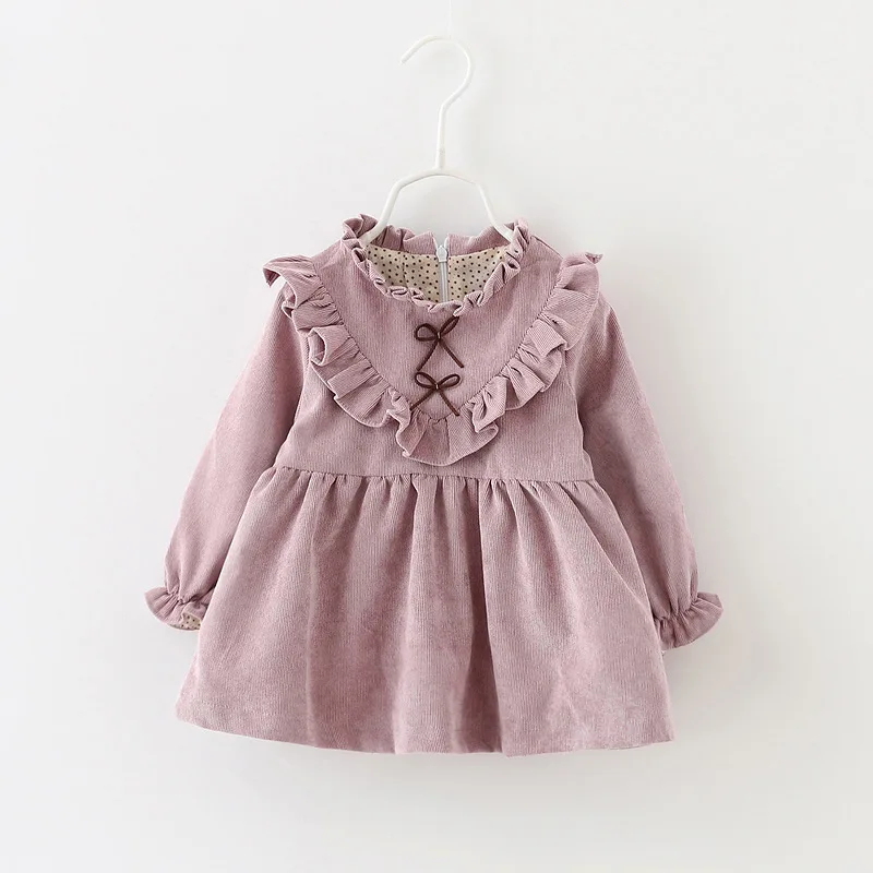 

New 2018 cotton Kids clothes Girls long-sleeved Girls Thickening baby dress baby clothing dress vestidos
