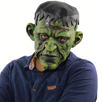 

Men's Universal Deluxe Overhead Mask, As Shown Headpiece Halloween Evil Scary Devil Green Monsters Horror Zombie Mask