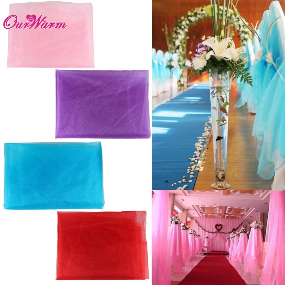 OurWarm 10 м органза чистая органза ткань пеленки для романтической свадебной вечеринки украшение стола стул доступны много цветов