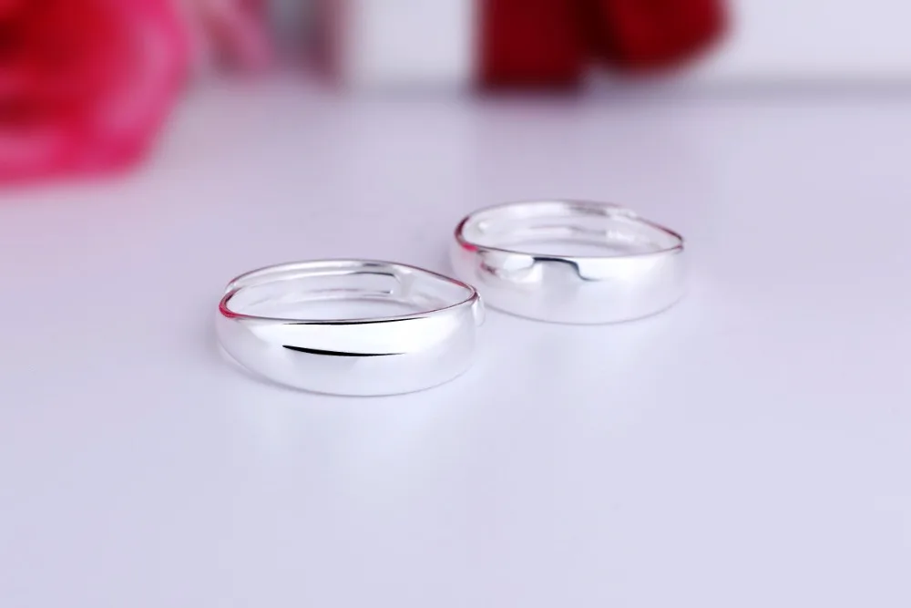 Real Pure 925 Sterling Silver Rings For Women And Men Simple Ring Smooth High Polishing Wedding Band Ring For Lovers Couples