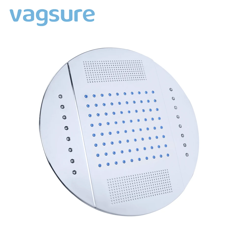 Günstige Neue Stil 1 Pcs Top Spray Dusche Kopf + Bieten 12 V LED Licht Zubehör Runde Verchromte 25 cm Niederschläge decke Kopf Dach Dusche Zimmer