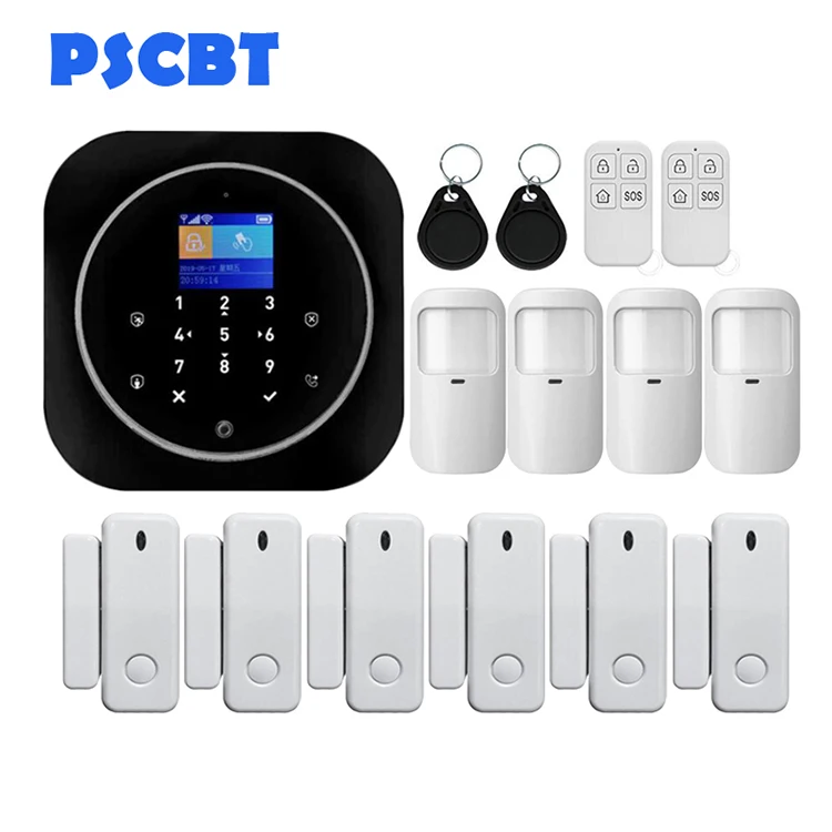 PS11 Wireless Home GSM Security Alarm System DIY Kit APP Control With Auto Dial Touch Keyboard Panel Burglar Alarm System - Color: Kit 11