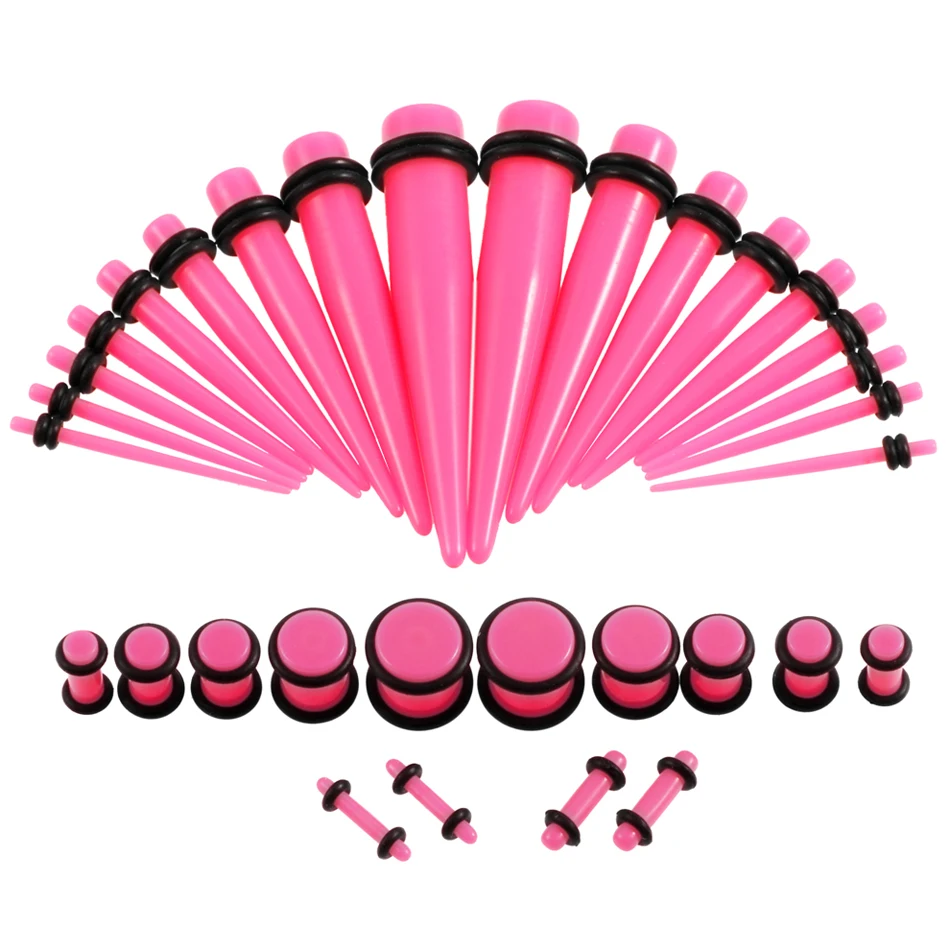 Acrylic Ear Gauge Taper and Plug Stretching Kits Mixed Color Ear Flesh Tunnel Expansion Body Piercing Jewelry 14G-00G 36pcs/lot piercing jewelry