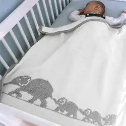 Детское Пеленальное Одеяло мягкий мультфильм слон вязаный белье для коляски обертывание мягкое новорожденное детское одеяло пеленание