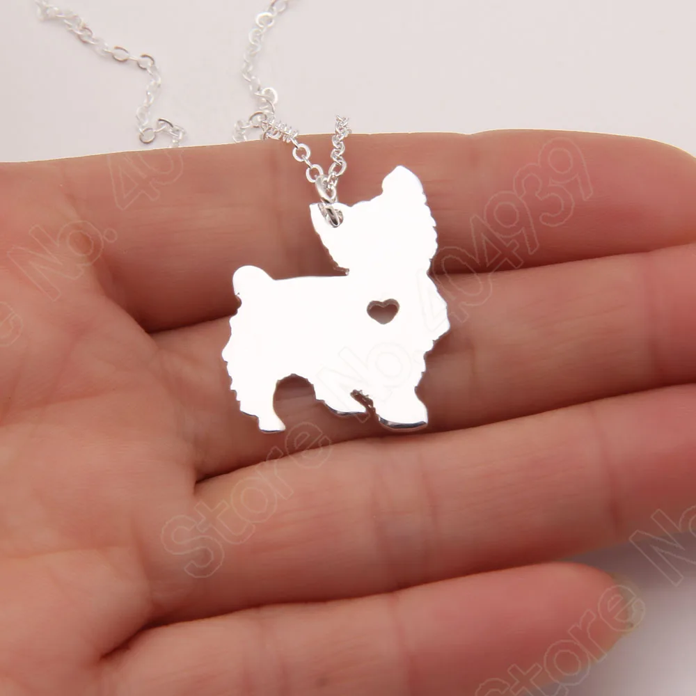 10pcs Yorkie Necklace Heart Dog Pet Memorial Gift Dog Christmas Gift