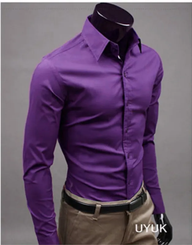 Мужская рубашка с длинным рукавом Camisa Masculina Повседневная приталенная в Корейском