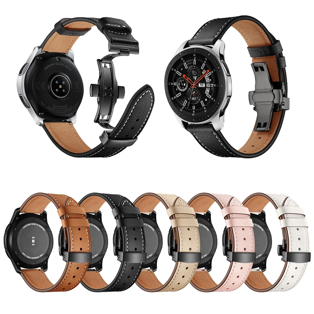 Часы Sas из натуральной кожи для Samsung Galaxy Watch 46 мм стальные с ремешком бабочкой Gear S3