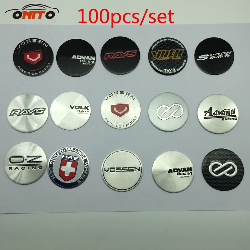 

100pcs 45MM Wheels Center Cap Stickers VOSSEN OZ ADVAN RACING VOLK SPOON WORK LOGO Sticker Auto Wheel Center Label emblem rim