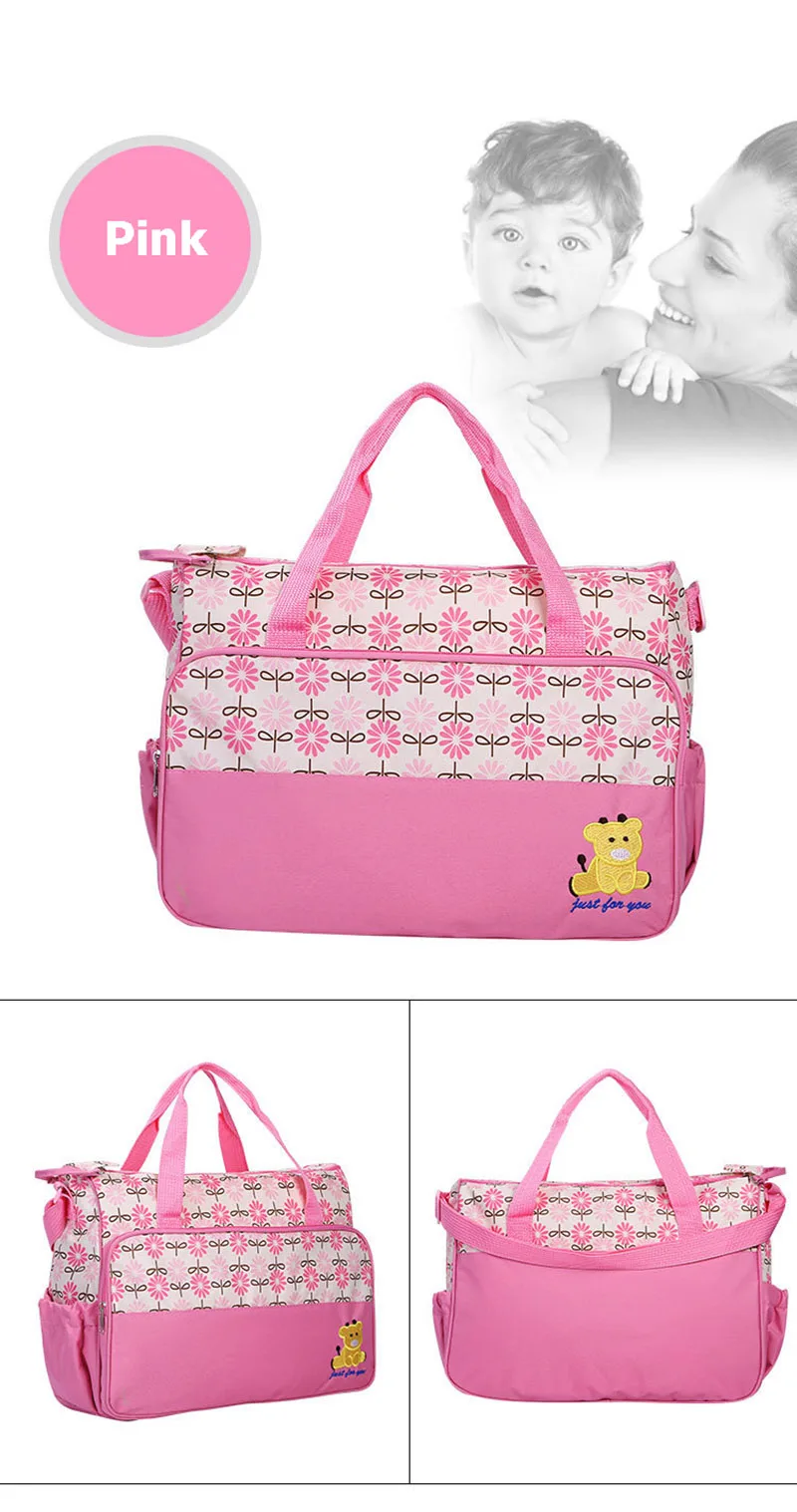 5 PcsSet Baby Diaper Bag Suits Multifunction Infant Bottle Insulation Bag Newborn Stroller Maternity Nappy Bags Tote BB6036 (2)
