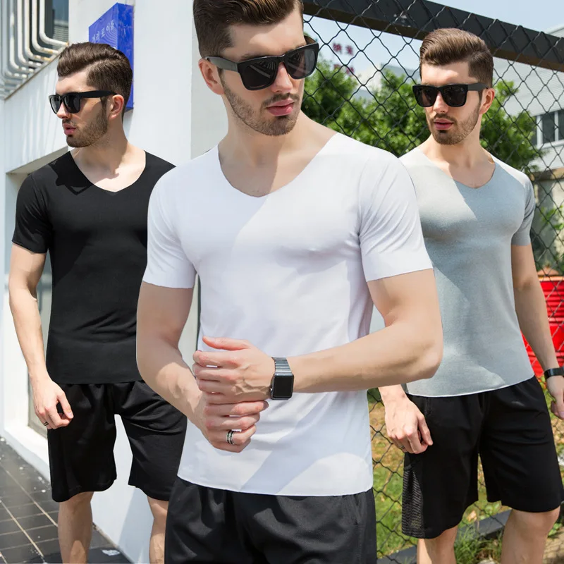 Men Ice silk short sleeve Solid color seamless underwear clothing close