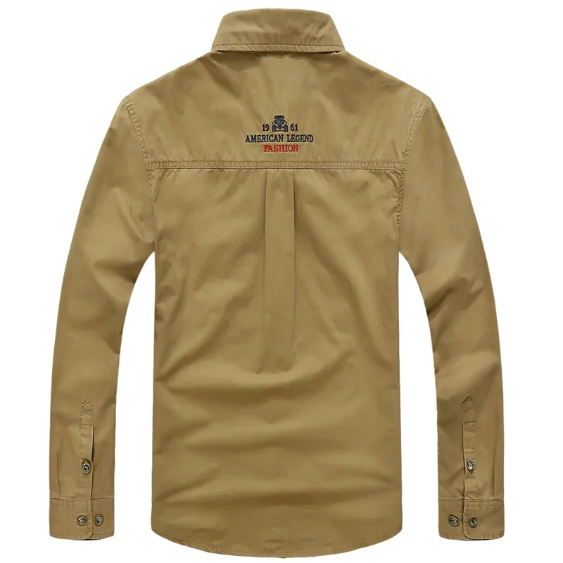 AFS JEEP men shirt military army camisas hombre brand mens shirts regular fit high quality solid cotton shirts man plus size 4XL