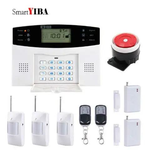 

SmartYIBA Wireless Home Business Security GSM Alarm System SIM Card Burglar Alarm Outdoor Siren PIR Sensor for Complete Security