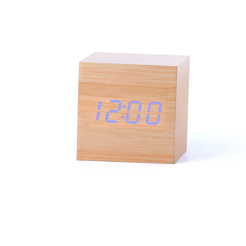 Chinese Style Sound Control Wooden Wood Square LED Alarm Clock Desktop Table Digital Thermometer Wood USB/AAA Clock Chinese Style Sound Control Wooden Wood Square LED Alarm Clock Desktop Table Digital Thermometer Wood USB/AAA Clock