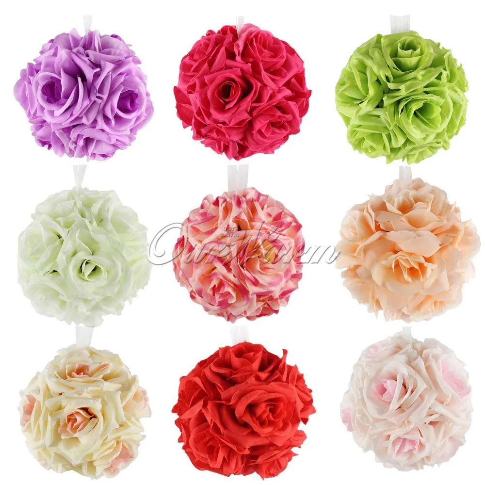 5 unids/lote flores de seda artificiales rosas bolas de centro de mesa de boda Pomander ramo para decoración de fiesta de boda flores decorativas